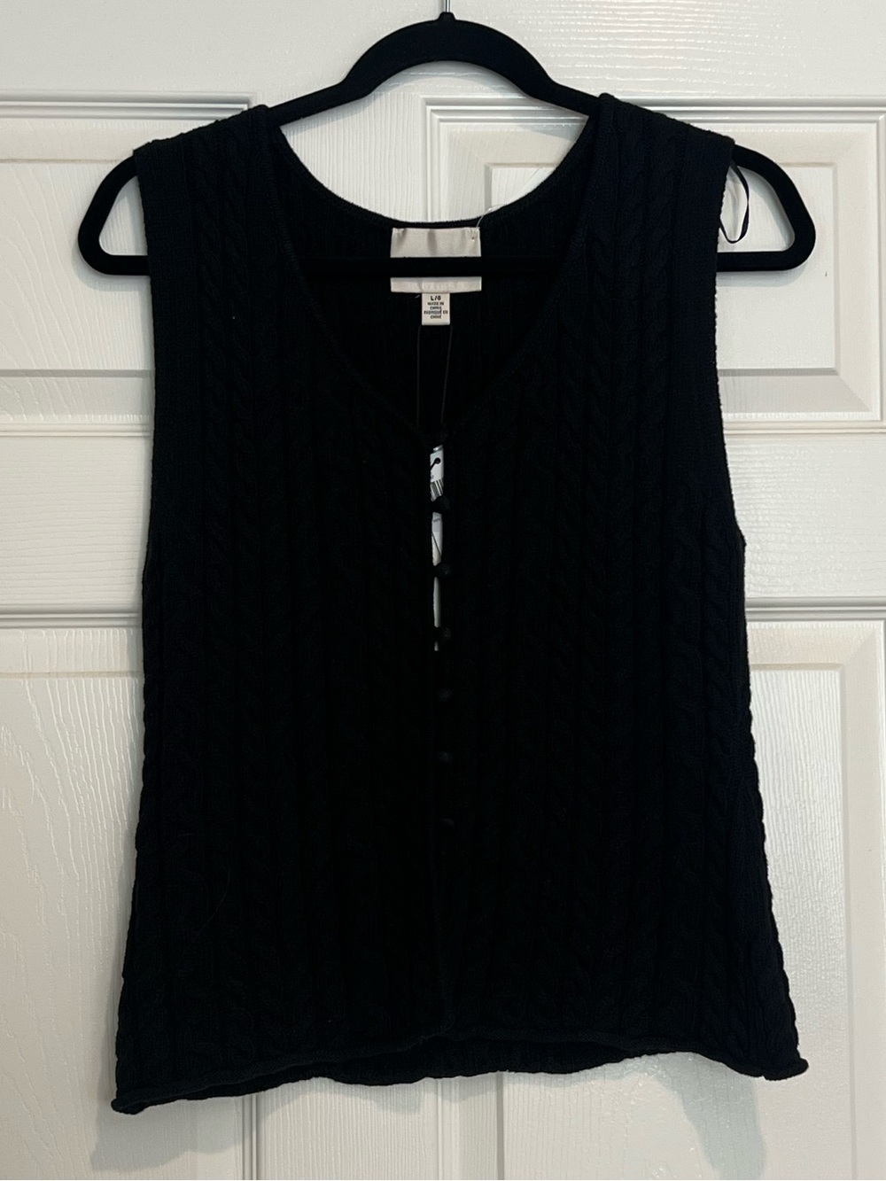 Black Cable-Knit Sleeveless Tank Top Vest